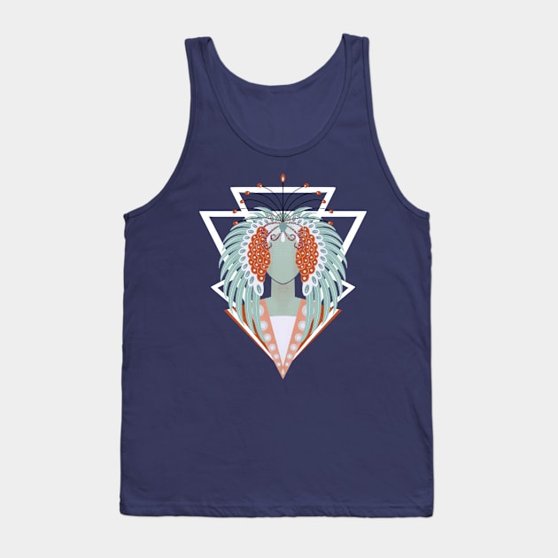 Art Deco Phoenix lady - Red, white and  blue palette Tank Top by Home Cyn Home 